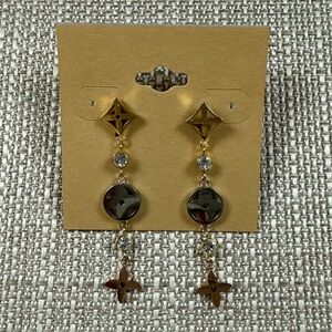 Mixed Metals Earrings, Gold, Silver, Rose Gold & CZ, New